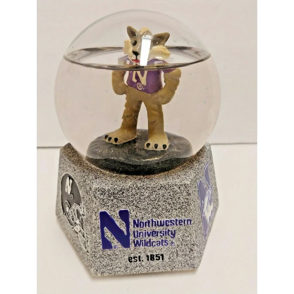 Northwestern University Willie The Wildcat Musical Fight Song Snow Globe New